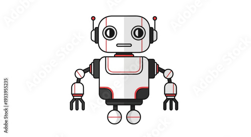 Cute Robot Character Vector Illustration