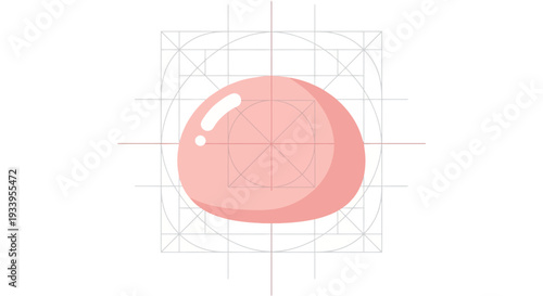 Pink Bubble Gum Ball with Geometric Guidelines