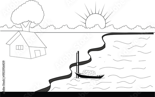 Landscap Vector Illustration for childern Art book.