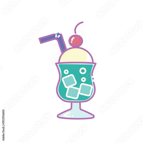 レトロポップなメロンソーダのイラスト