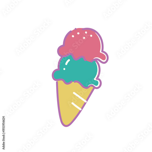 レトロポップなアイスクリームのイラスト