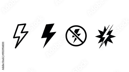 Camera flash light mode icons vector set photography symbols isolated