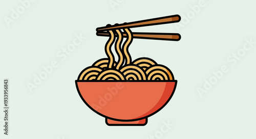 Noodles in Bowl with Chopsticks