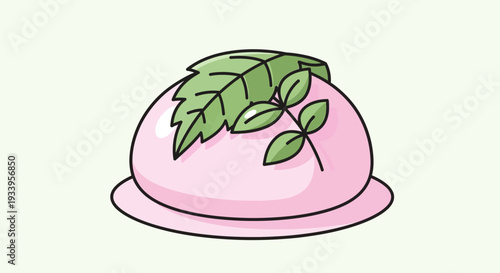Pink Dessert with Mint Leaves