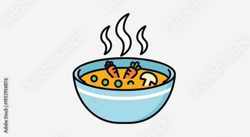 Steaming Bowl of Hot Soup with Vegetables