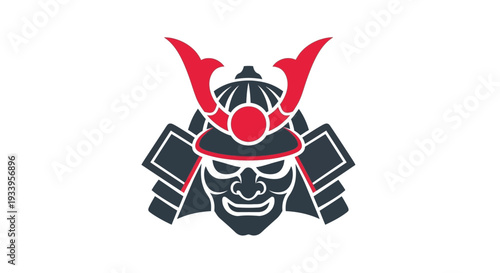 Samurai Warrior Mask Emblem - Japanese Culture Icon
