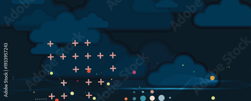 Abstract cloud concept technology background and data network security