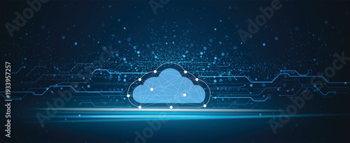 Abstract cloud concept technology background and data network security