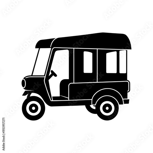 Thailand Travel Concept with Classic Tuk Tuk Icon.