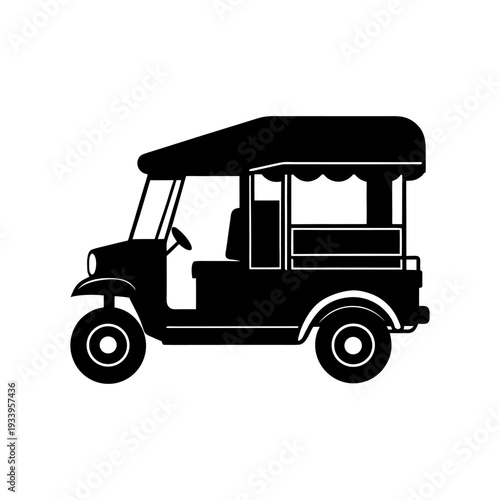 Thailand Tuk Tuk Taxi Isolated on White Background.
