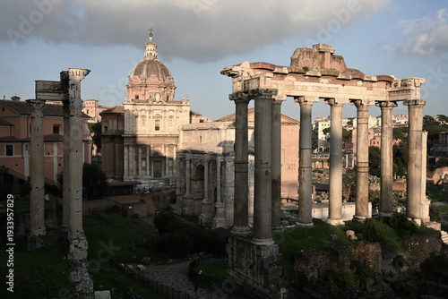 Forum Romanum view from the Capitoline Hill  in Rome, Italy