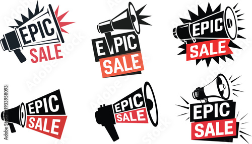 Epic sale megaphone badge collection with different label design