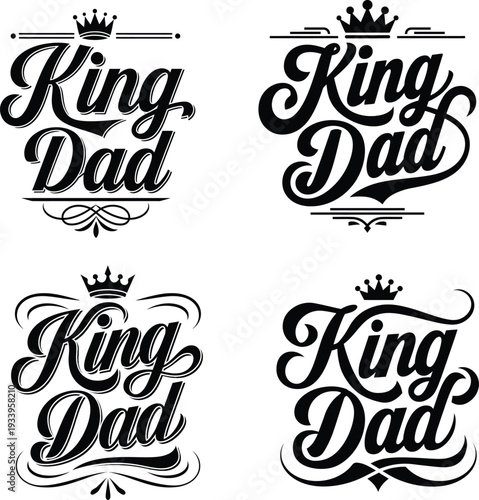 King Dad Vintage Typography Lettering with Crown for Father's Day vector illustration