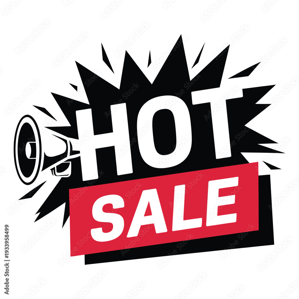 Fototapeta premium Megaphone promotional sale banners big flat hot sale vector illustration