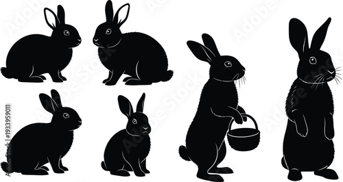 Easter sunday celebration with happy rabbits and easter eggs concept