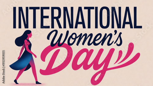 International Women’s Day March 8 Celebration Banner with Elegant Woman Gradient Illustration
