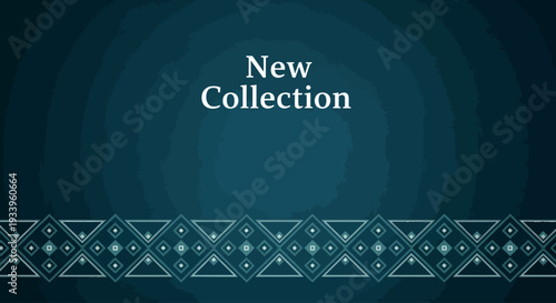 Luxury Collection Template Design with Geometric Patterns and Ornate Details in Dark Blue Background from a Front Viewpoint