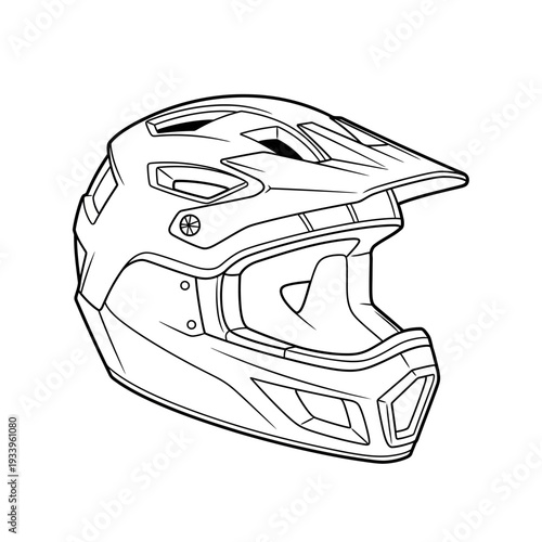 A black motorcycle helmet and a red American football helmet provide protective head safety equipment for sports and bike cycling, shown as isolated objects on a white background
