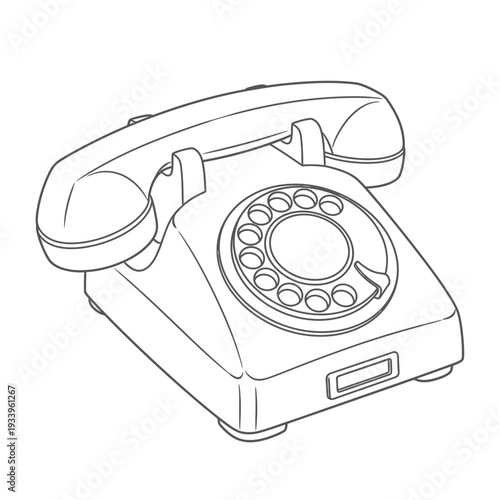 An antique black rotary dial telephone stands as an obsolete yet classic piece of vintage telecommunication technology, featuring a corded handset and retro design isolated on a white background