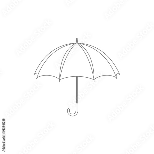 Black umbrella isolated on a white background showing a simple open parasol used for rain protection