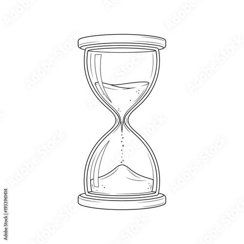 An antique sandglass vector illustration captures the flow of time within a retro glass instrument, serving as a conceptual countdown timer and measurement object for business deadlines