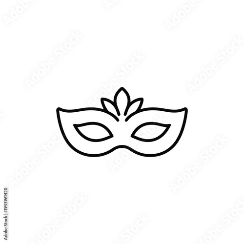 Carnival festival masquerade mask black and white minimalist vector icon isolated on white background