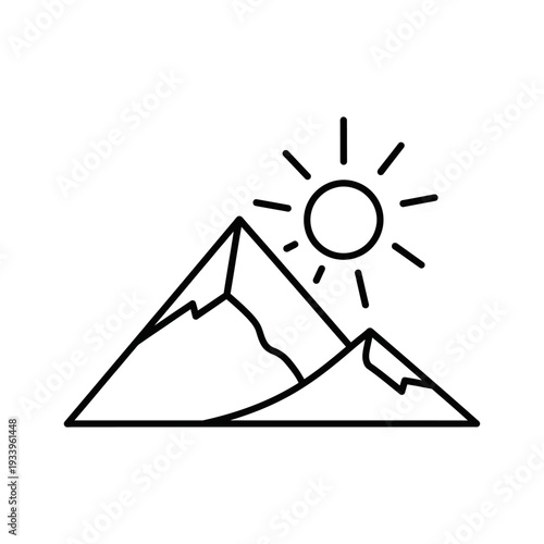 A cartoon vector illustration of the Pyramids of Egypt designed as a geometric mountain icon or business logo symbol featuring a minimalist camping tent art concept
