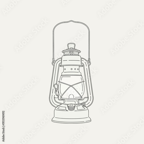 An isolated vintage kerosene oil lamp featuring aged metal and antique glass for ancient retro lighting