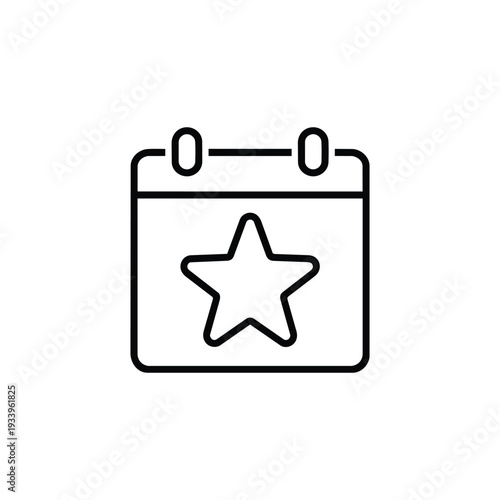 Festival event calendar icon black and white vector outline star day minimal celebration schedule pictogram