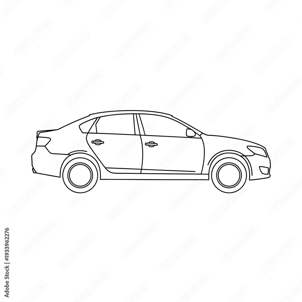 Fototapeta premium A shiny new black vintage sports car model with a classic luxury design and fast motor isolated on a white background for an auto transport illustration