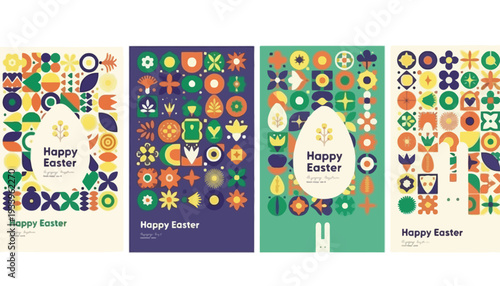 Vibrant Easter Egg Designs Featuring Floral Patterns and Ornaments in Various Colors and Shapes
