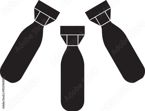 "Bomb Silhouettes Set Vector Explosive Aerial Weapons
