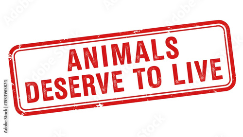 Powerful animal rights stamp with bold red lettering