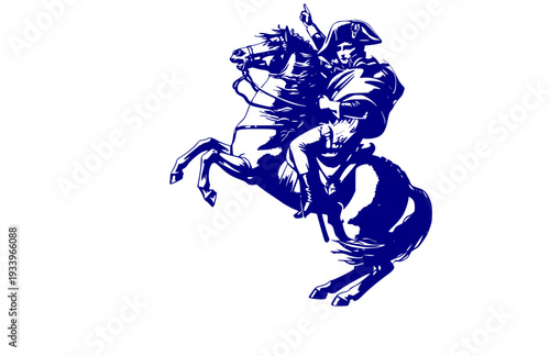 Napoleon Bonaparte on Rearing Horse Silhouette, French History Vector Sticker, European Military Leader and Empire Icon