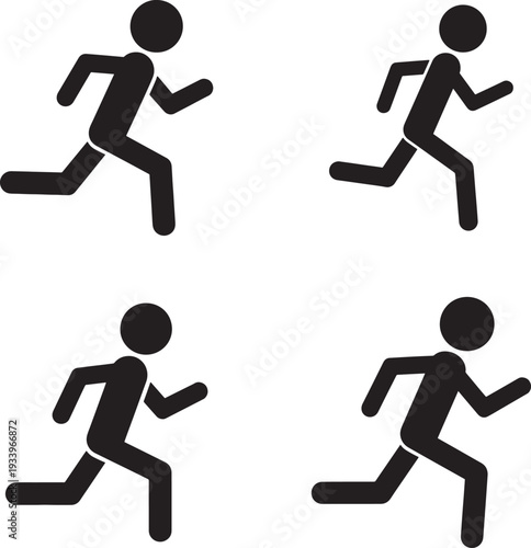 Stick figures running in different positions