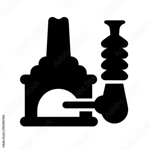 Flat solid black blacksmith forge silhouette