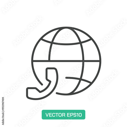 Global or International Call icon. Thin line icon vector
