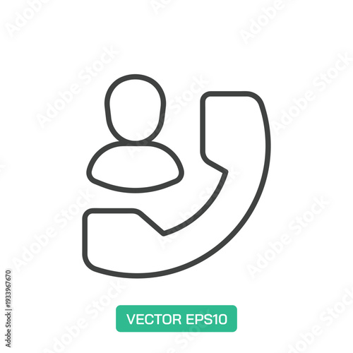 Phone Contact or Call User icon. Thin line icon vector