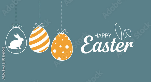 Celebrating Easter with Decorated Eggs and Bunny Silhouette Hanging Ornaments