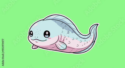 A cartoon fish with fins and scales swimming in the ocean viewed from the side
