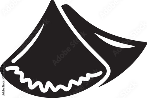 Samosa black silhouette design element popular fried pastry ethnic food snack
