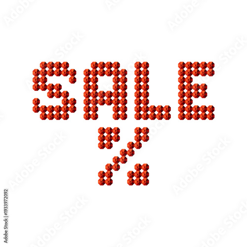 Inscription made of red crystals - sale %