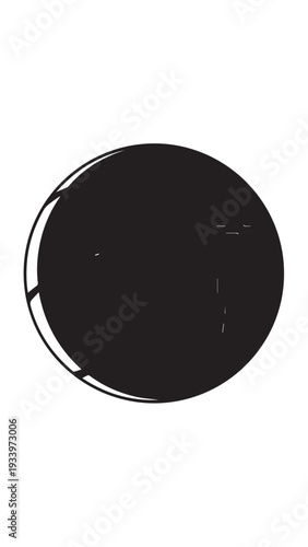 Abstract minimalist black circle with partial white ring on a plain white background.