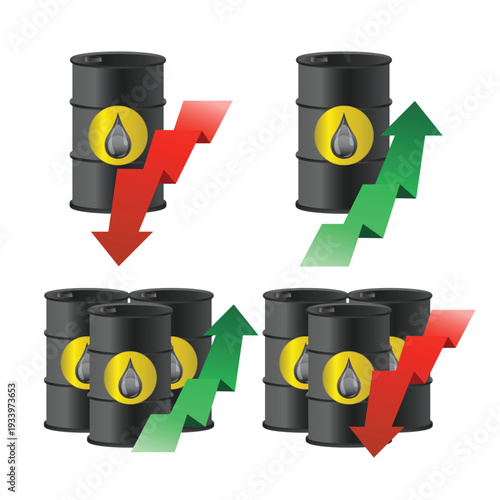 Price on Oil Rising and Fall Vector Illustration