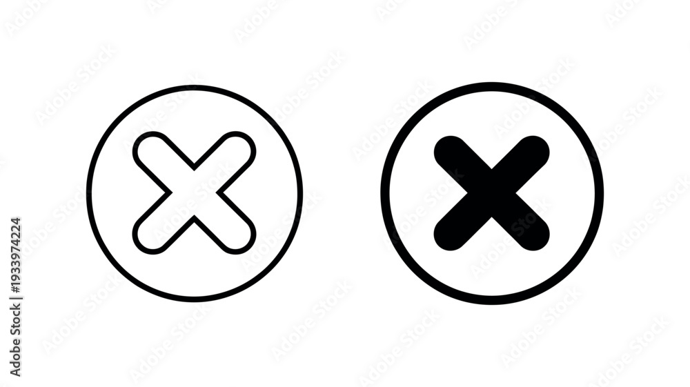 Obraz premium X mark icon vector for close or delete button isolated on transparent background
