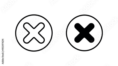 Black X Mark and Close Button Icon featuring a bold, minimalist cross silhouette, perfect for digital user interfaces, exit buttons, and website navigation design.