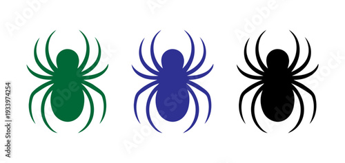 Colorful cartoon spiders with different colors and designs
