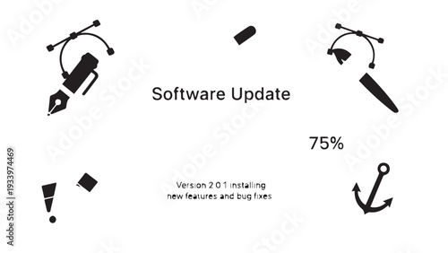 Conceptual collage illustrating a software update with helicopters and progress indicators.