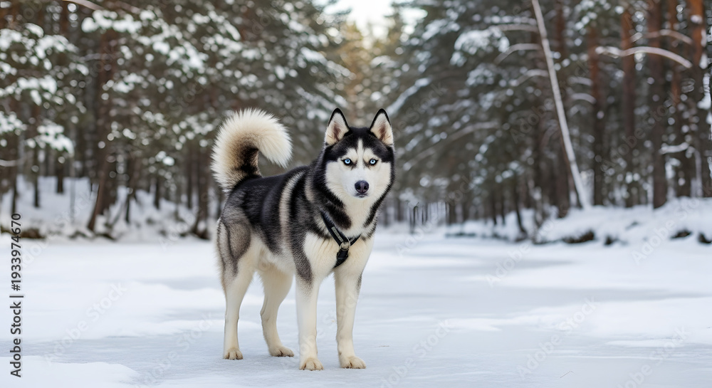 Fototapeta premium siberian husky in the snow