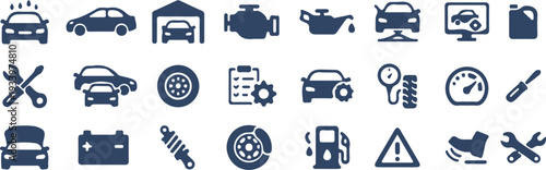 hand drawn car service repair garage bule icons set vector illustration design art